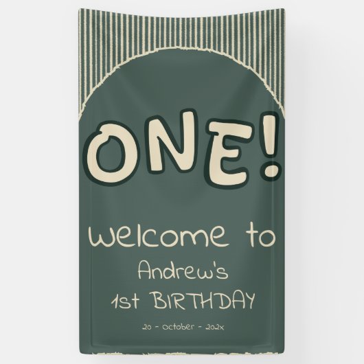 Banderoles Dark Green Stripes 1st Birthday (Vertical)