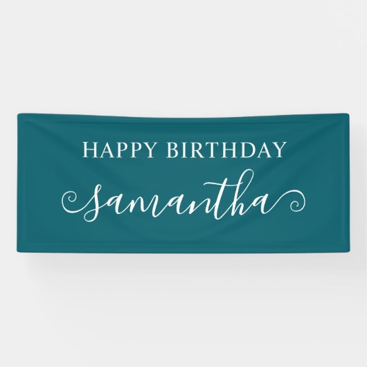 Banderoles Dark Turquoise Joyeux Anniversaire Courte Nom de l (Horizontal)