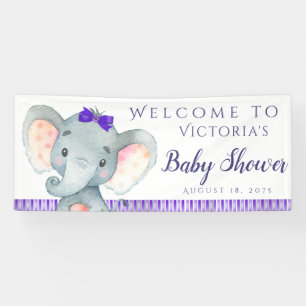 Banderoles de Baby showers d'éléphants violets pou