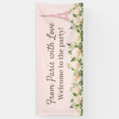 Banderoles De Paris Amour Tour Eiffel Rose Blanc Floral (Vertical)