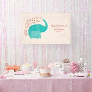 Banderoles Décor Baby shower Eléphant Mère et veau
