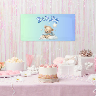 Banderoles Décor Baby shower "It’s A Boy" - Teddy Bear