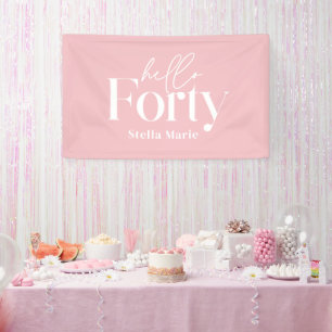 Banderoles Décor moderne minimaliste rose girly 40e anniversa