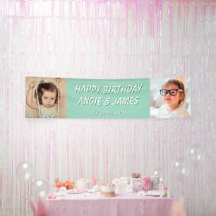Banderoles Décoration de fête d'anniversaire pour jumeaux
