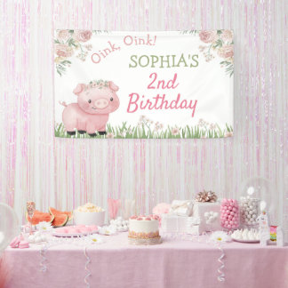Banderoles Décoration Fille Cochon, Piggy Anniversaire