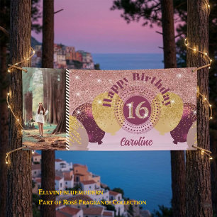 Banderoles Défilé de ballons pailletés rose gold pour Sweet 1