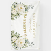 Banderoles Délicat Fleurs blanches Affiche de bienvenue de di (Vertical)