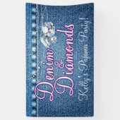 Banderoles Denim et Diamonds Party avec rose (Vertical)