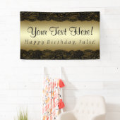 Banderoles Dentelle d'or noir fête d'anniversaire (En situation)