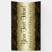 Banderoles Dentelle d'or noir fête d'anniversaire (Vertical)
