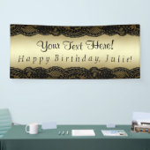 Banderoles Dentelle noire et or fête d'anniversaire (Salon professionnel)