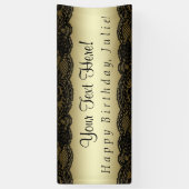 Banderoles Dentelle noire et or fête d'anniversaire (Vertical)