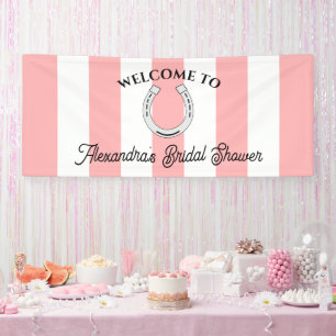 Banderoles Derby Fête des mariées Pink Stripes Horseshoe Bien