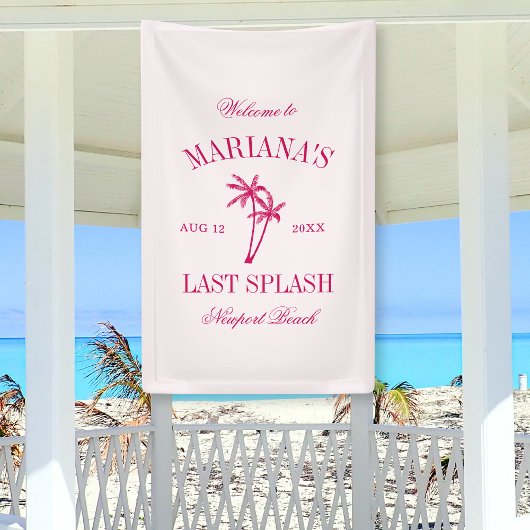 Banderoles Dernier Splash Beach Palms Hot rose Bachelorette