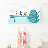 Banderoles Des hommes d'affaires courent vers l'objectif (En situation)