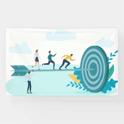 Banderoles Des hommes d'affaires courent vers l'objectif (Horizontal)