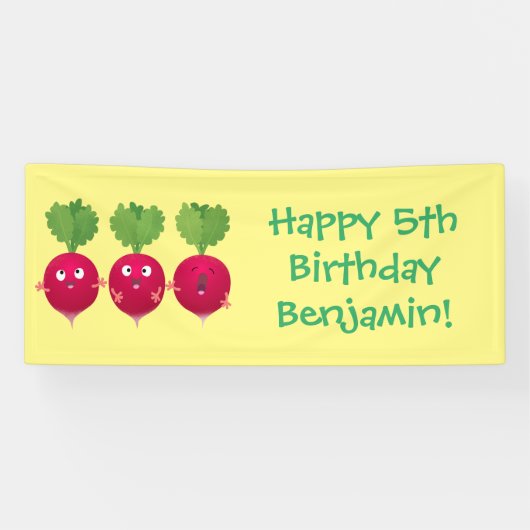 Banderoles Des radis mignons chantant des légumes de dessin a (Horizontal)