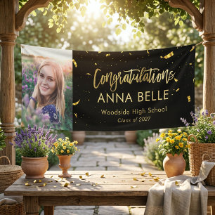 Banderoles Design chic moderne Elégant Gold Graduation Photo