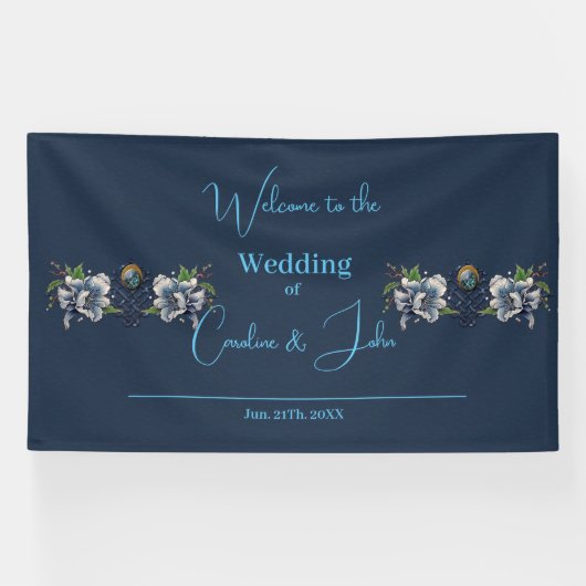 Banderoles Design élégant bleu celtique (Horizontal)