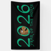 Banderoles Dessin 2026 Nouvel An chinois du cheval (Vertical)