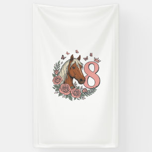 Banderoles Dessin de gravure vintage floral pour les 8 ans du