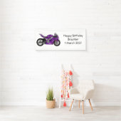 Banderoles Dessin de moto de sport violet (En situation)