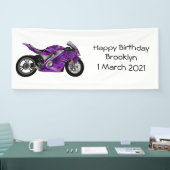 Banderoles Dessin de moto de sport violet (Salon professionnel)