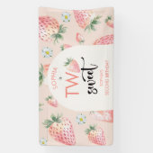 Banderoles Deux anniversaire de enfant de fraise sucrée (Verticale)