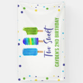 Banderoles Deux Cool 2e anniversaire Ice Pop Blue Green (Vertical)