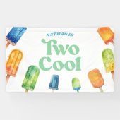 Banderoles Deux Cool Blue Retro Popsicle Fête d'anniversaire  (Horizontal)