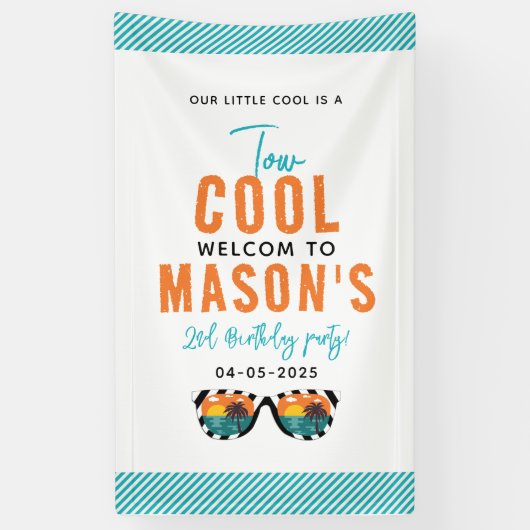 Banderoles Deux Cool Boy 2e fête d'anniversaire (Vertical)