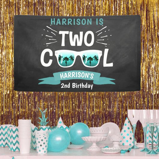 Banderoles Deux Cool Chalkboard Boys 2e anniversaire