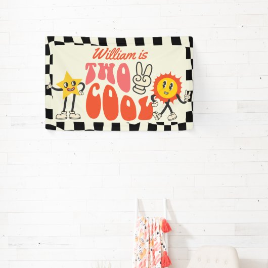 Banderoles Deux Cool fête d'anniversaire Retro Far Out 2e ann (Insitu)