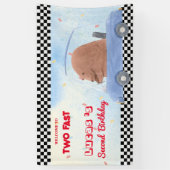 Banderoles Deux Fast Blue Bear Race Car 2ème HBD Party (Vertical)