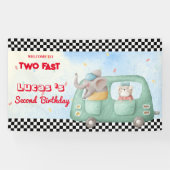 Banderoles Deux Fast Elephant Dog Race Car 2e HBD Party (Horizontal)