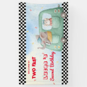 Banderoles Deux Fast Elephant Dog Race Car 2e HBD Party (Vertical)
