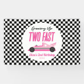 Banderoles Deux Fast Pink Race Car 2e fête d'anniversaire (Horizontal)
