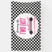 Banderoles Deux Fast Pink Race Car 2e fête d'anniversaire (Vertical)