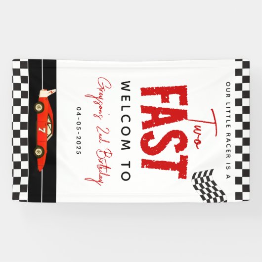 Banderoles Deux Fast Race Car Boy 2e fête d'anniversaire (Horizontal)