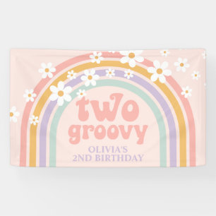 Banderoles Deux Groovy Pastel anniversaire 2 ans arc-en-ciel