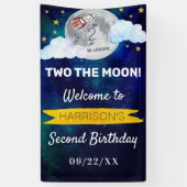 Banderoles Deux lune 2e fête d'anniversaire Bienvenue (Vertical)