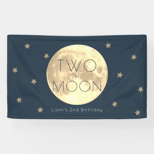 Banderoles Deux Moon Navy Blue Boy 2e anniversaire (Horizontal)