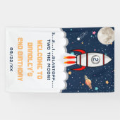 Banderoles Deux Moon Rocket Ship 2e anniversaire Bienvenue (Horizontal)