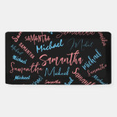 Banderoles Deux noms couples motif monogramme bleu rose clair (Horizontal)