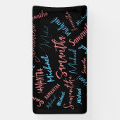 Banderoles Deux noms couples motif monogramme bleu rose clair (Verticale)