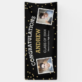 Banderoles Deux Photo Confetti Black Graduation (Vertical)