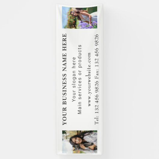 Banderoles Deux photos Information de contact commercial modi (Vertical)