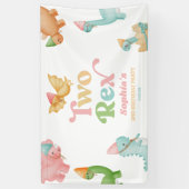 Banderoles Deux Rex Dinosaur 2ème fête d'anniversaire (Vertical)
