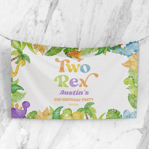 Banderoles Deux Rex Dinosaure 2ème Deuxième Anniversaire