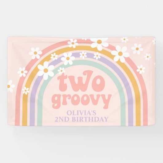 Banderoles DEUX Super Pastel arc-en-ciel 2E anniversaire (Horizontal)